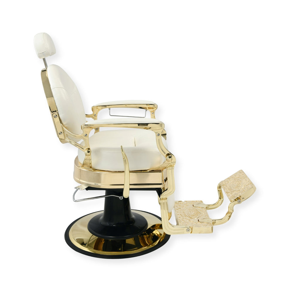 DeltaPro - Barber Chair - DBC006 - Monarch - White/Gold