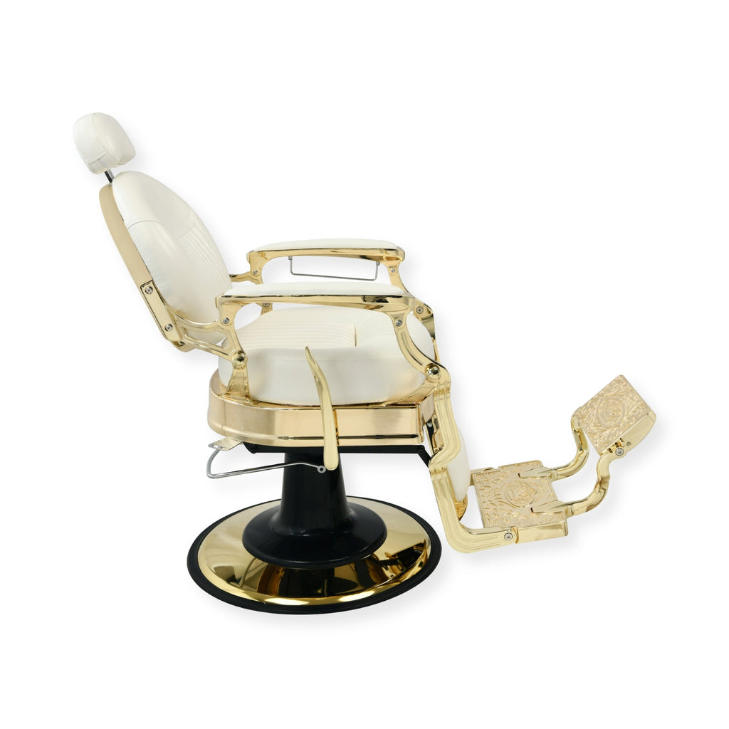 DeltaPro - Barber Chair - DBC006 - Monarch - White/Gold