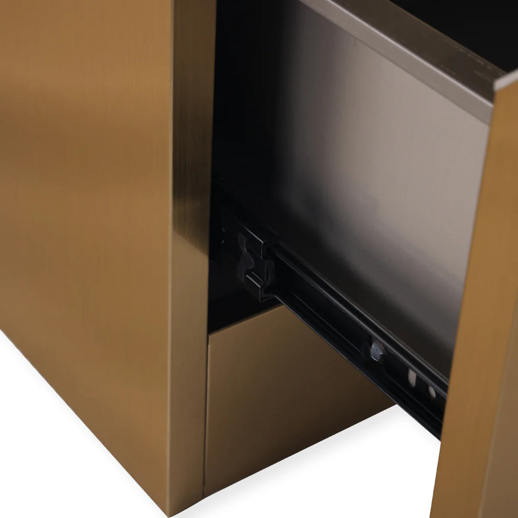 Metal Barbershop Side Table with 3 Drawers - Lira - Gold