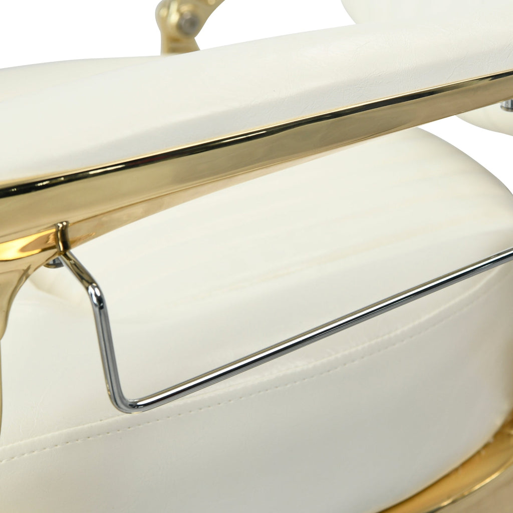 DeltaPro - Barber Chair - DBC006 - Monarch - White/Gold