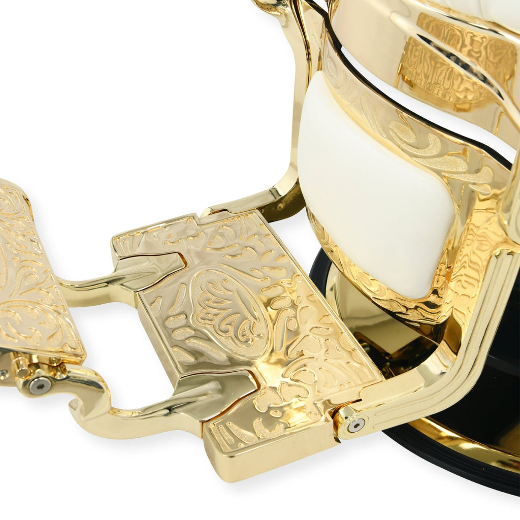 DeltaPro - Barber Chair - DBC006 - Monarch - White/Gold