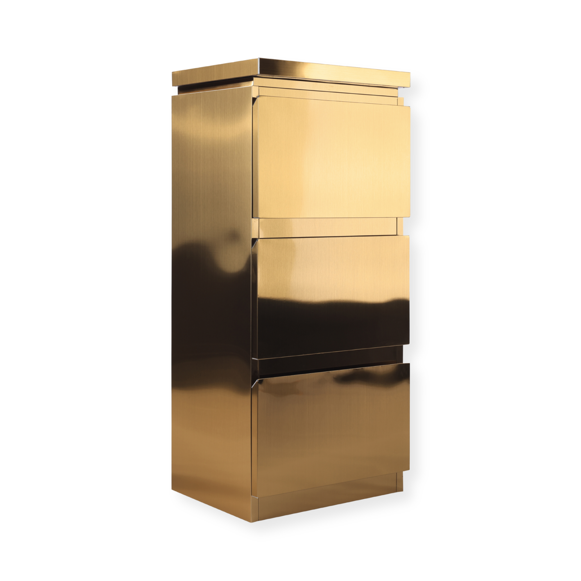 Metal Barbershop Side Table with 3 Drawers - Lira - Gold