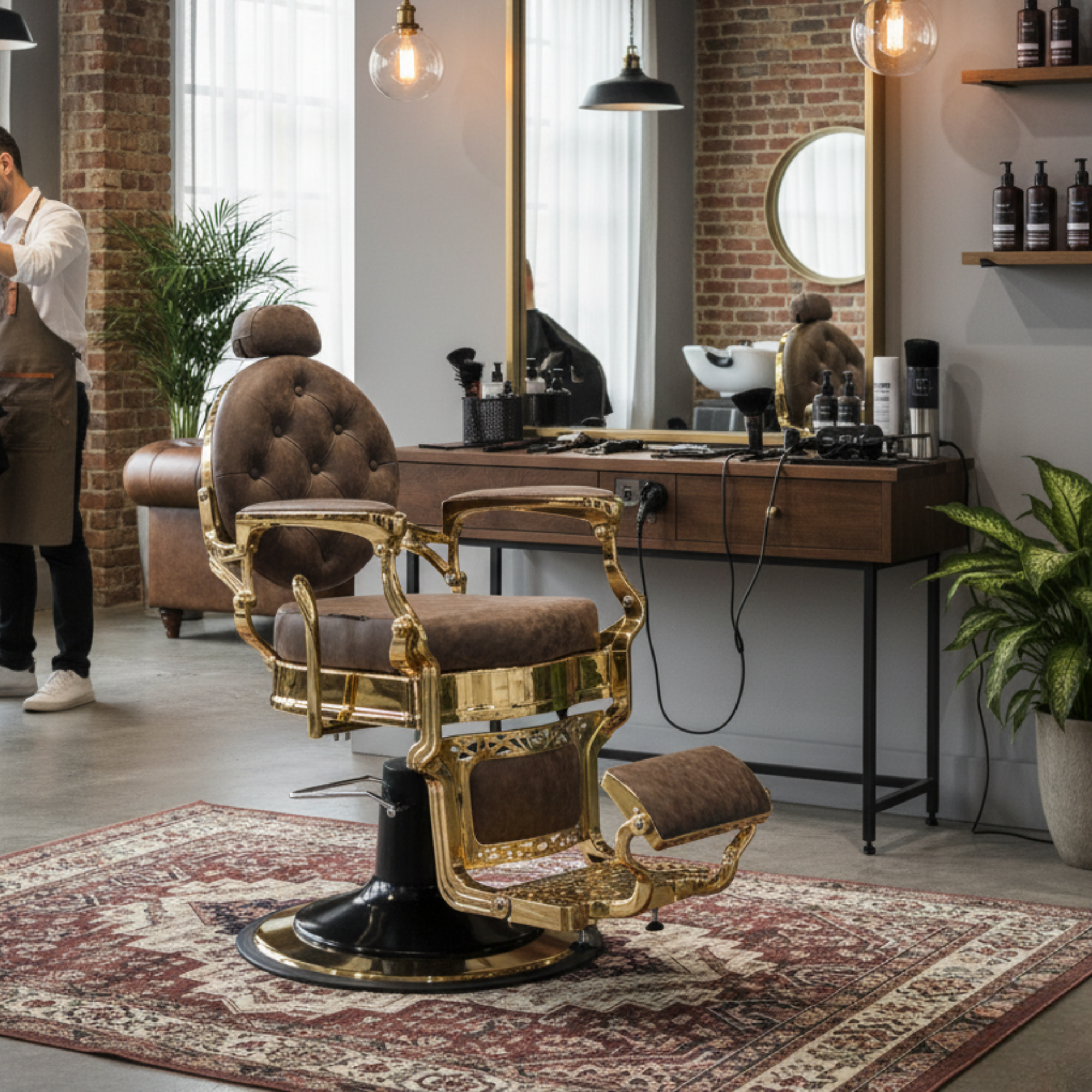Barber Chair Senior - Gold/Brown