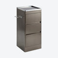 Metal Barbershop Side Table with 3 Drawers - Lira - Silver