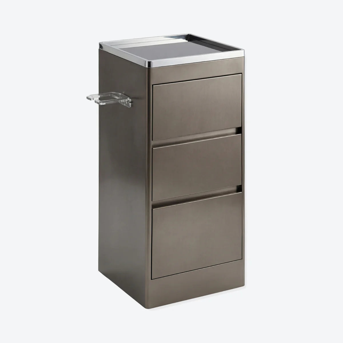 Metal Barbershop Side Table with 3 Drawers - Lira - Silver