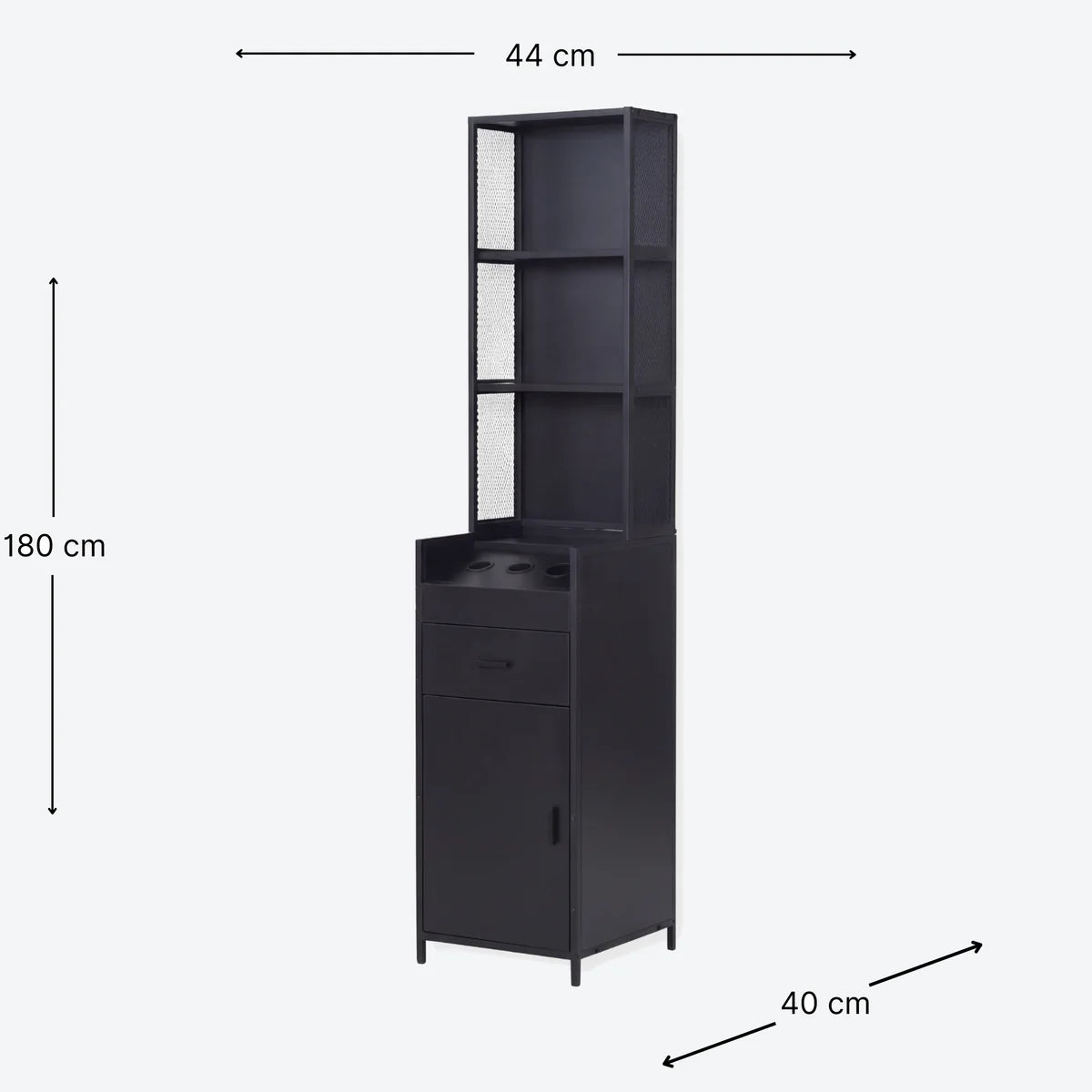 Narrow Display Cabinet - London - Black