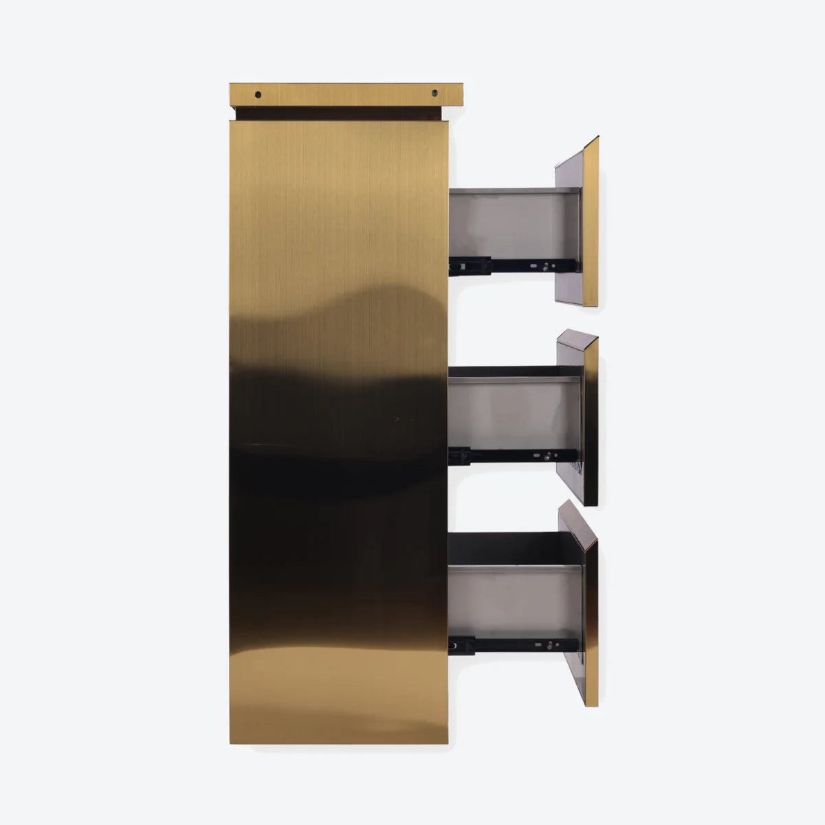 Metal Barbershop Side Table with 3 Drawers - Lira - Gold